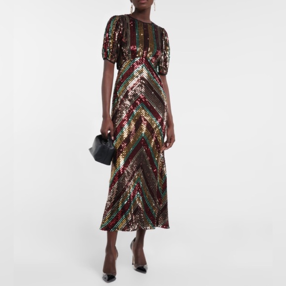 RIXO NEW Daisy Sequin Midi Dress Size US 12 - Picture 6 of 16